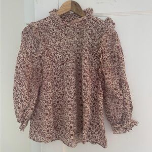 Doen Floral Blouse in Red and Cream